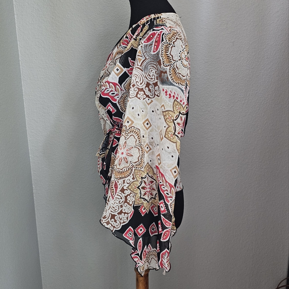 Rampage Y2K boho western sheer wrap blouse - Picture 2 of 8